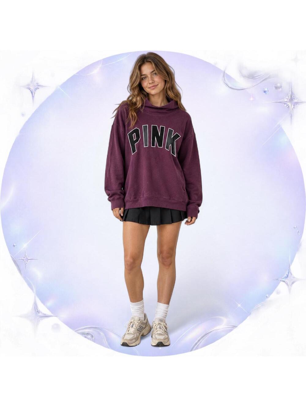 Victoria’s Secret PINK Purple Varsity Cowl Neck Sweatshirt Medium